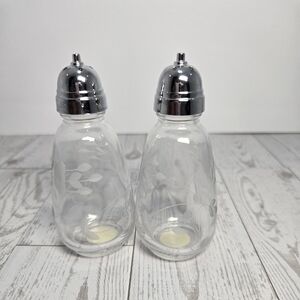 Princess House Vintage Elegant Glass Salt and Pepper Shaker Set with Silver Tops